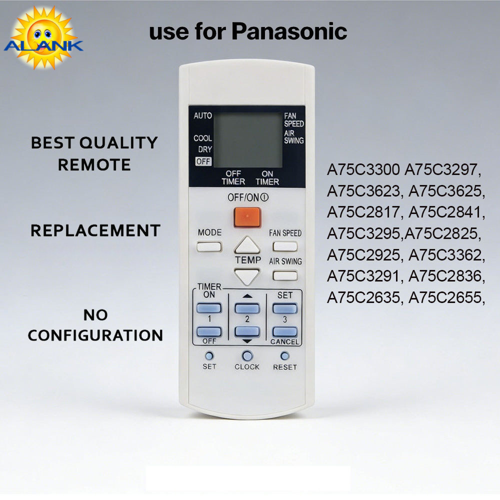 ALANK Remote รีโมทคอนโทรลเครื่องปรับอากาศ Panasonic  A75C3300 A75C3297, A75C3623, A75C3625, A75C2817, A75C2841, A75C3295