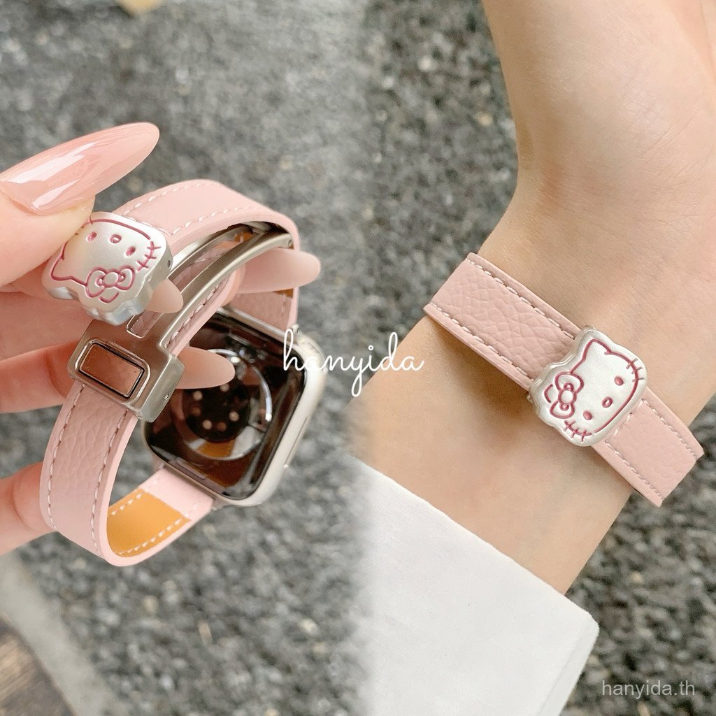 บางน่ารักการ์ตูน KT cat หนังแม่เหล็กสายถักสําหรับ Samsung Galaxy Fit 3 Band สร้อยข้อมือไนลอน Correa Watch สําหรับ Samsung Galaxy Fit 3 สร้อยข้อมืออุปกรณ์เสริม