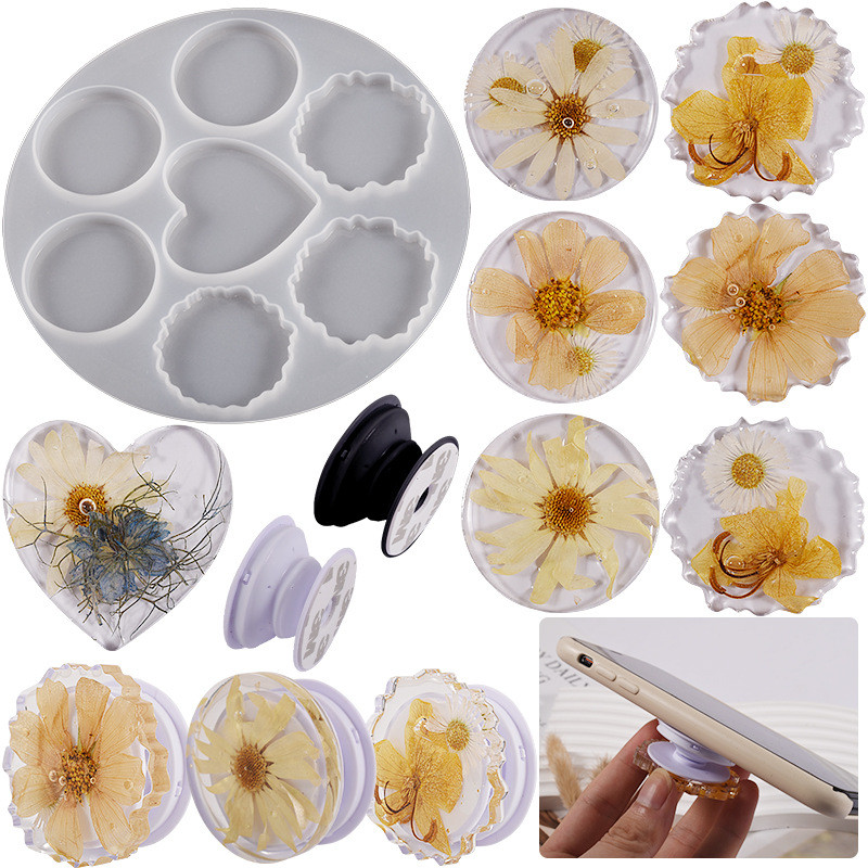 ที่วางโทรศัพท์มือถือ DIY แม่พิมพ์ซิลิโคนรอบไม่สม่ําเสมอขาตั้งโทรศัพท์ Mould Handmade คริสตัล Drop กาวอีพ็อกซี่เรซินแม่พิมพ์