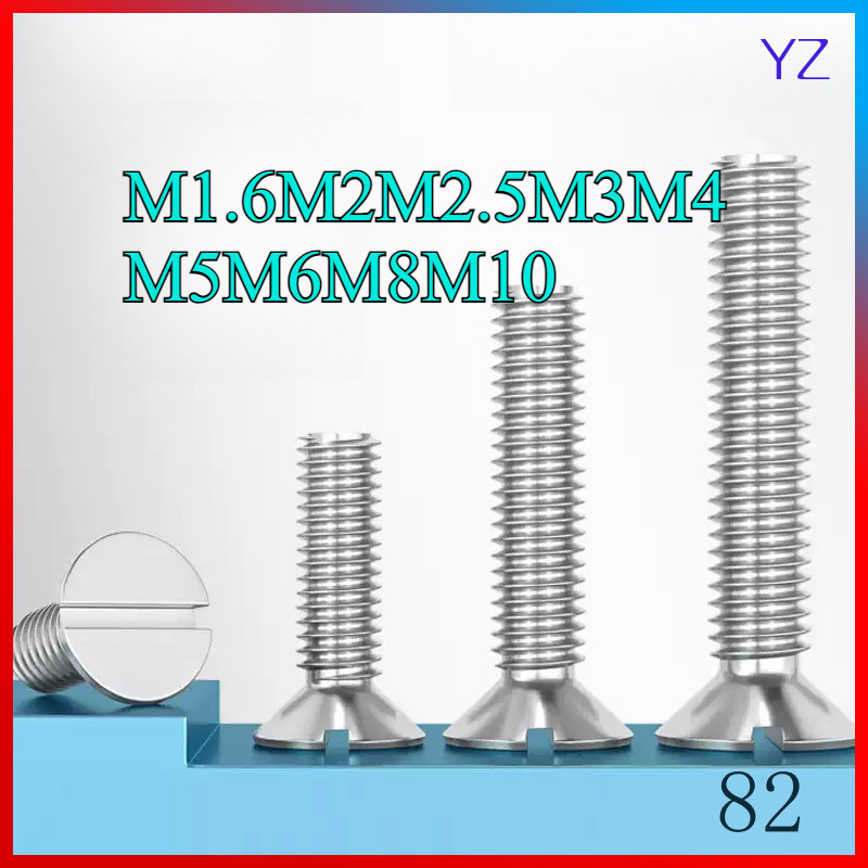 GB68 304 สแตนเลส one-word slot consunk หัวสกรู slotted แบนหัวสกรู M1.6M2M2.5M3M4M5M6M8M10HN-MB