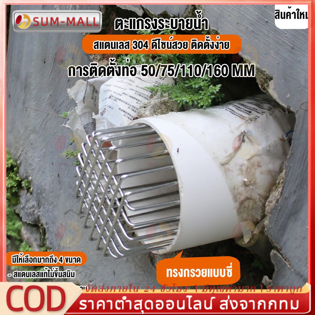 ตะแกรงระบายน้ำ นอกอาคาร กันขยะ กันเศษใบไม้ สแตนเลส 304 ( ลายเส้นหนากรวย)  ซูเชนธ ฝาครอบระบายน้ําระเบียง