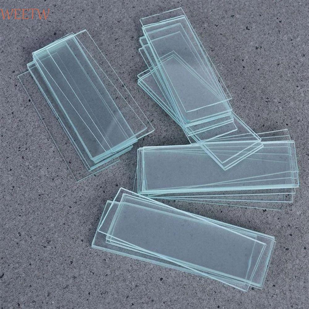 WEEKW Glass Slips สไลด์โปร่งใสสําหรับเด็กนักเรียนเปล่าสําหรับตัวอย่างอุปกรณ์การเรียนอุปกรณ์เพื่อการศ