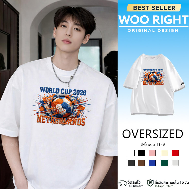 COD พร้อมส่ง เสื้อ เสื้อยืด เสื้อยืดผู้ชาย ผ้านุ่ม ใส่สบาย โอเวอร์ไซส์ ฮิต เทรนด์ ฟุตบอลโลก 2026 Woo Right
