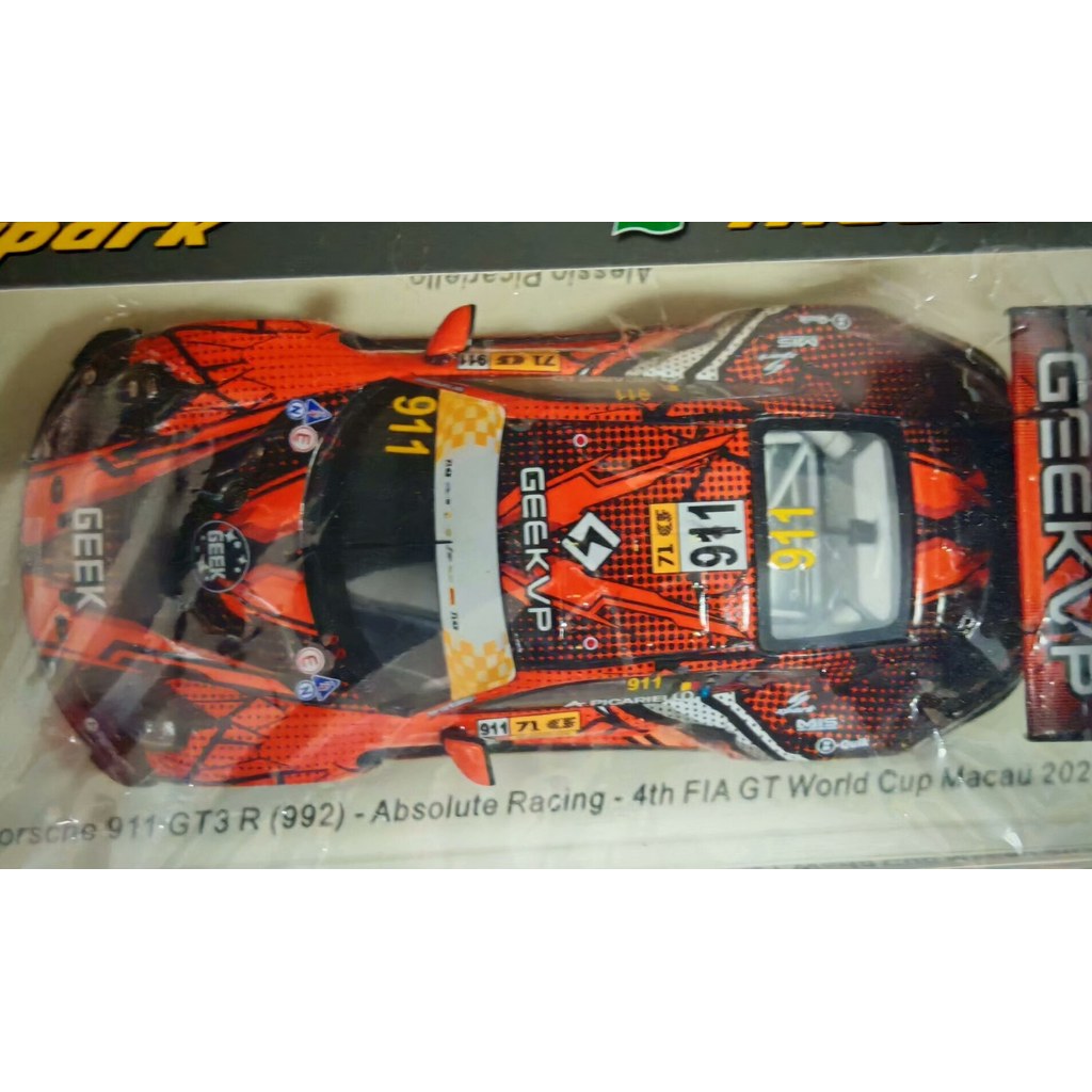 Spark 1: 43 Porsche 911 1992 GT3r No. 911 2024 มาเก๊าสายการตกแต่งที่สี่โมเดลรถแข่ง