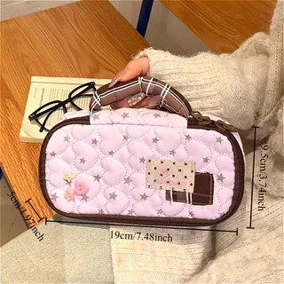 Dot ผ้ากล่องดินสอ กระเป๋าเก็บอุปกรณ์เครื่องเขียน Polka Dot Star Moon Pattern เหมาะเก็บอุปกรณ์สำนักงานจุสิ่งของได้มาก