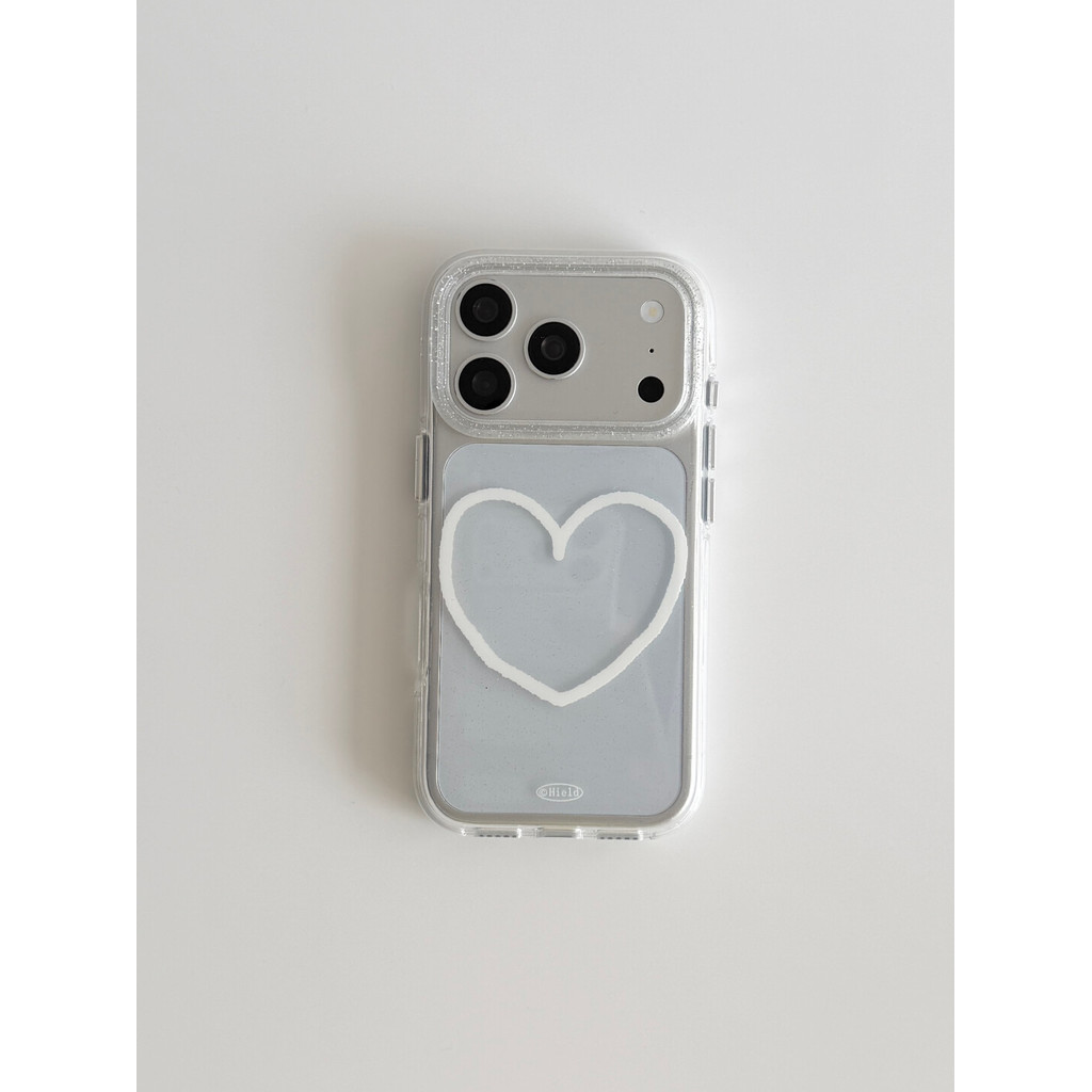 เคสน่ารัก เกาหลีอินอินเทรนด์สุนทรียศาสตร์ใสสายสีขาวลายหัวใจเคลือบเงาขอบโค้งมนออกแบบความโปร่งใสสูงสําหรับiPhone 17 Pro Max 16 Pro 15 14 Pro Max