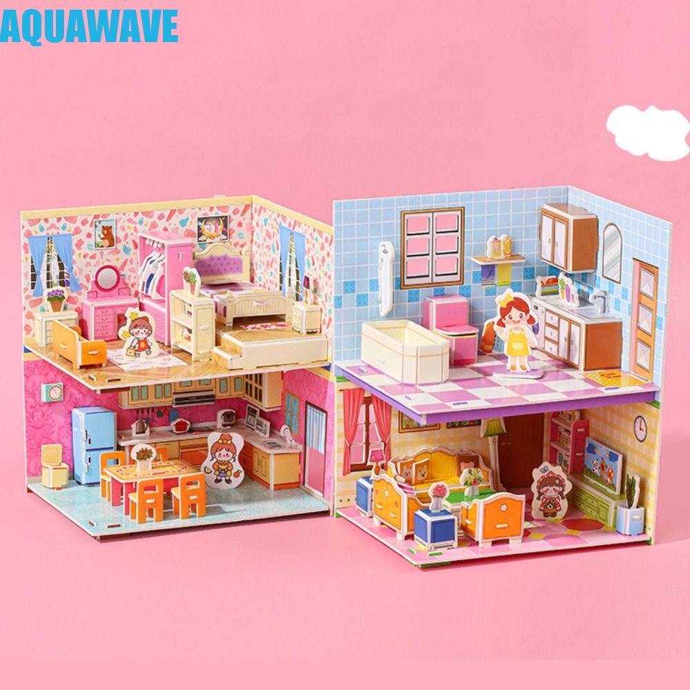 AQUAWAVE 3D Room Model Puzzle Toys, 3D Model Kitchen 3D Room Cardboard, Room Puzzle ห้องนอน Living M