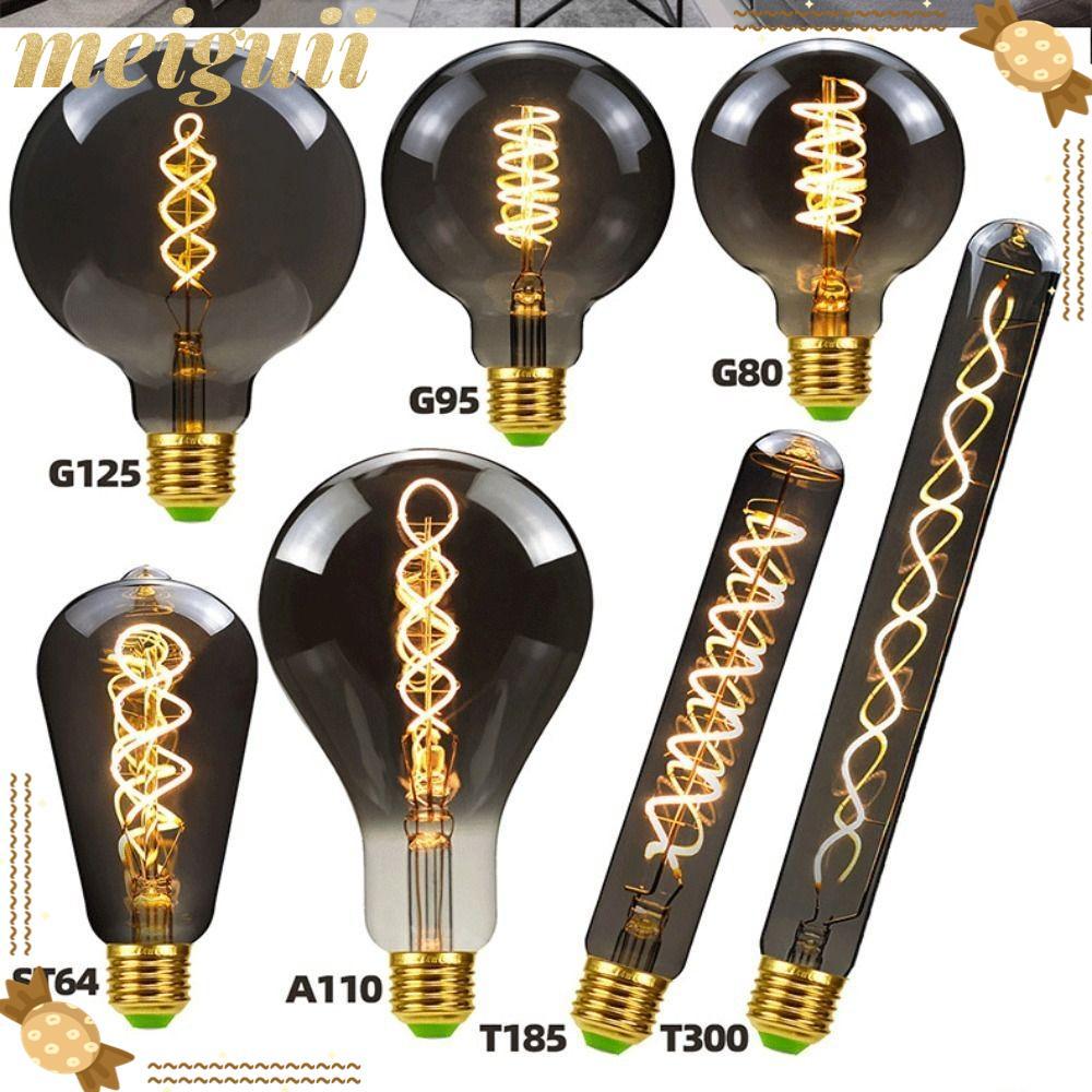 MEIGUII Filament, Electroplated Grey Edison Lamp Vintage Retro Bulb, hot Filament Screw connector Wa
