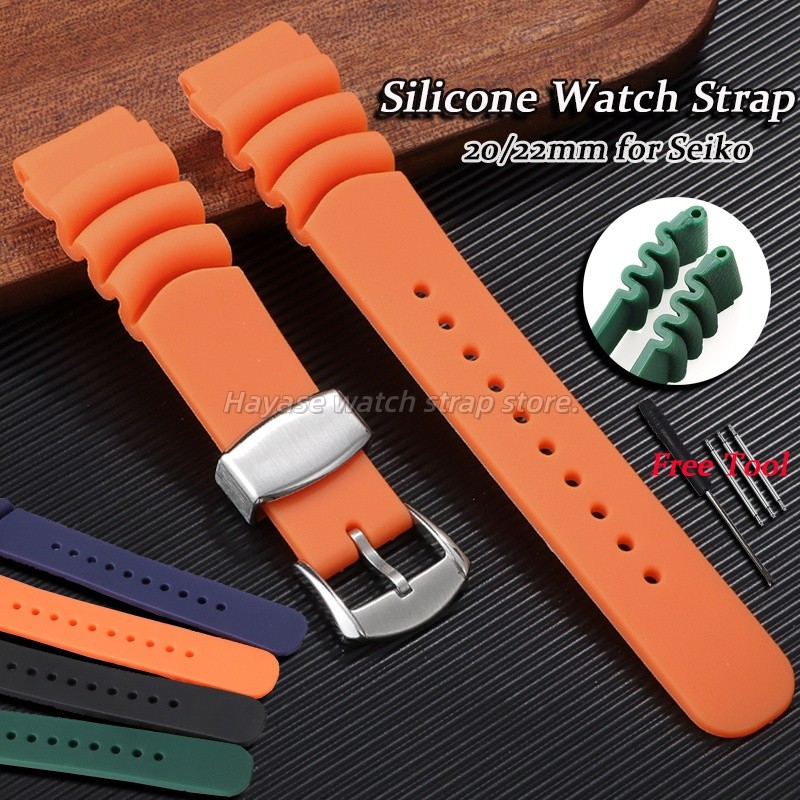 20/22 มม.สําหรับ Seiko Diver ดําน้ํา MM007 Skx007 Skx009 Tuna ซิลิโคนกันน้ําสําหรับกีฬายางนาฬิกาสําห