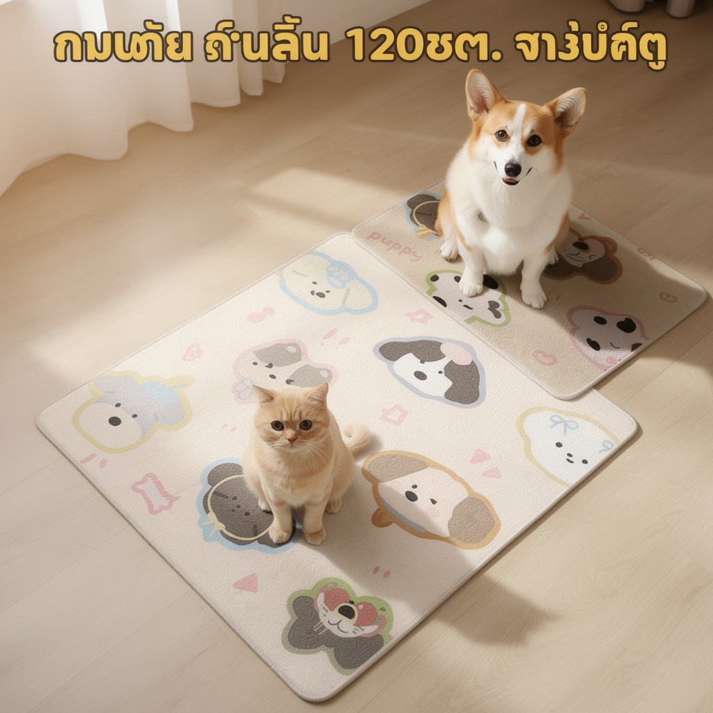 แผ่นรองกรงสัตว์เลี้ยง พรม PVC กันลื่น กันน้ำ เช็ดง่าย ตัดได้ สองด้านใช้ได้ รองกรงหมาแมว