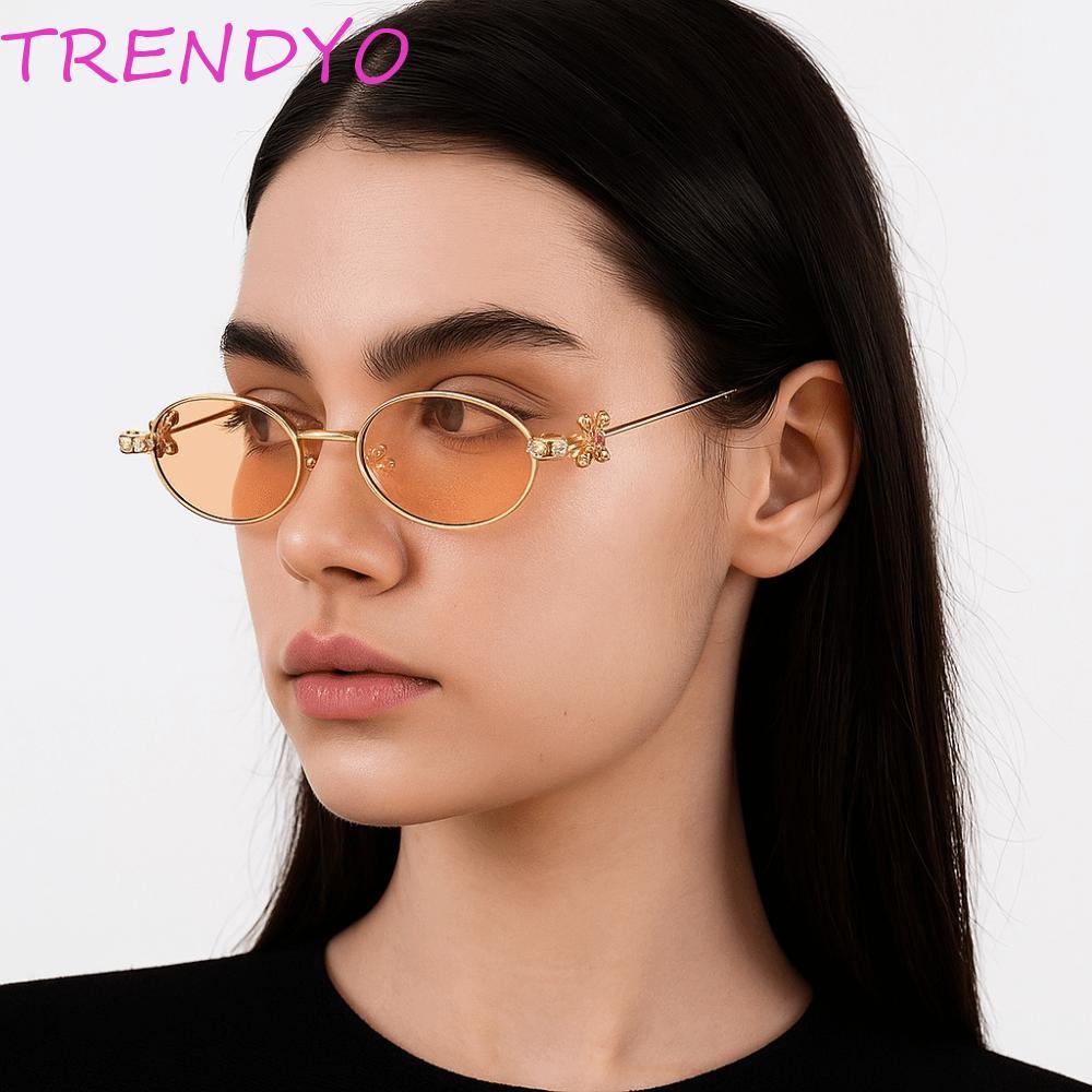 TRENDYO แว่นตา พลอยเทียม สีชมพู-สําหรับผู้หญิงสาวสวมใส่ทุกวัน-โลหะตารางกรอบแว่นตา-แสงแบน,ป้องกันดวงตา-แฟชั่น,วินเทจ,หรูหรา