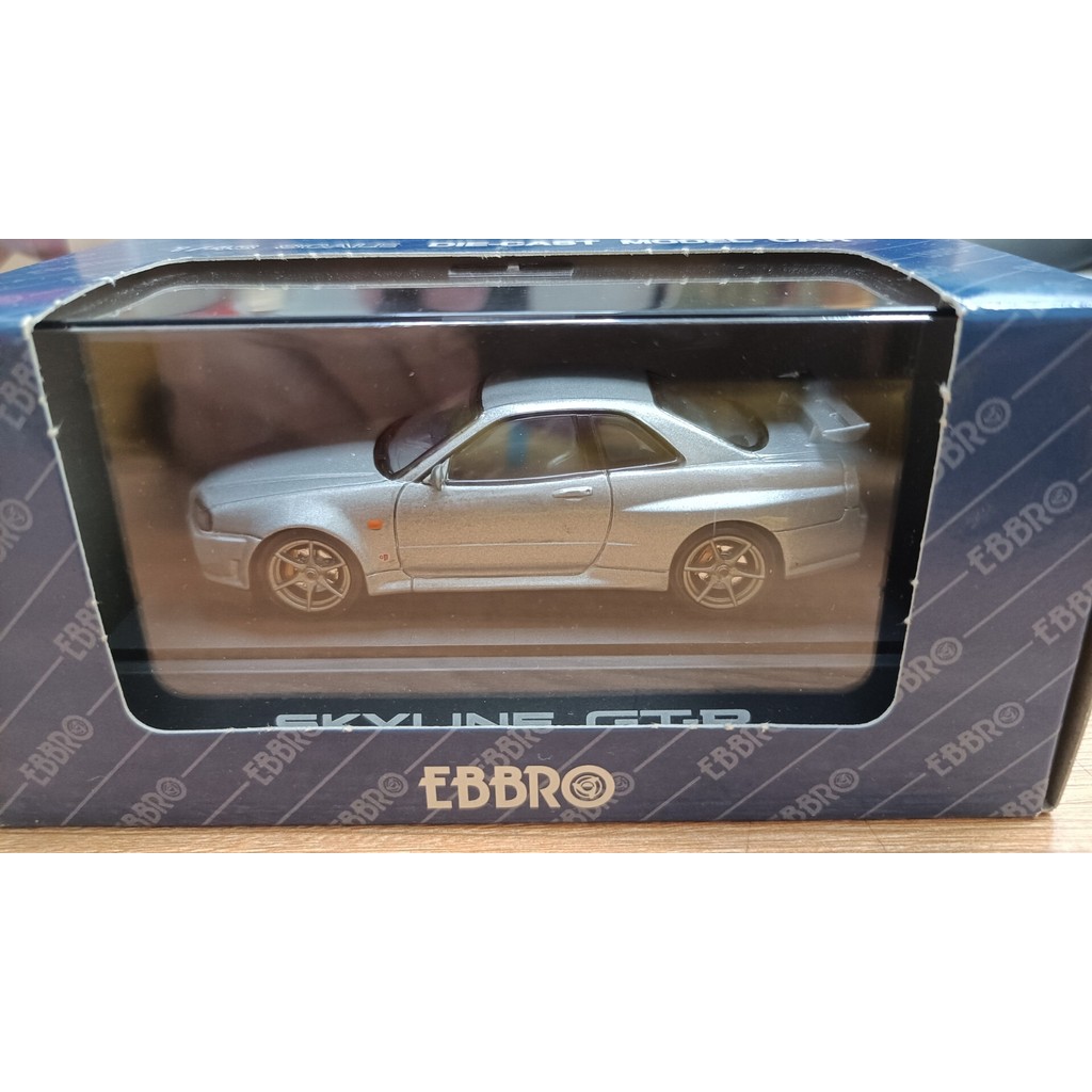 [Orphan] Out of Print 1/43 EBBRO NISSAN SKYLINE GT-R (R34) V-SPEC DARK SILVER Japanese Ares Street V