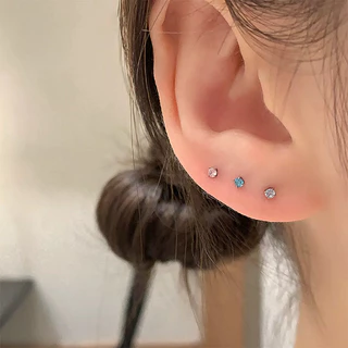 Roselife Unisex 1 คู่ขนาดเล็กคริสตัลสกรูต่างหูผู้หญิงผู้ชายสวมใส่ทุกวันเลือกฟรี Pierced หู Studs เครื่องประดับ