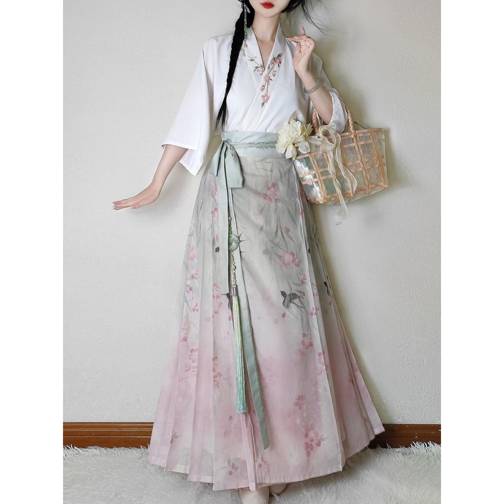 Mo Yu Hyun Hyun Hyun Original Hanfu หญิง Ming Made การพิมพ์ย้อมสีใหม่สไตล์จีน Horse Face กระโปรงทุกว
