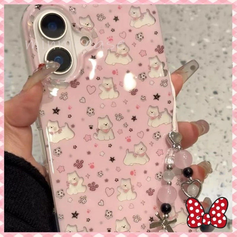 🥧เคสไอโฟน เคส IPhone 17 air 16 XR 15 11 13 12 14 Pro Max XS X Max 7 8Plus SE เคสใสลายรอยเท้าสุนัขรูปดาวและหัวใจสุดน่ารัก
