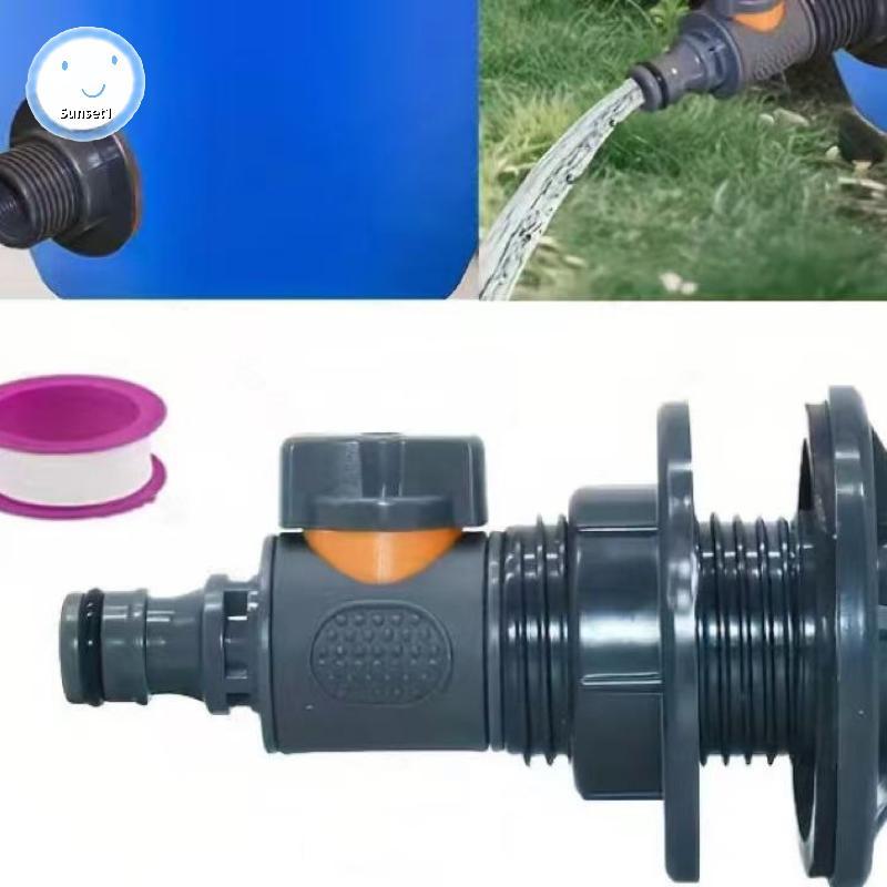[Valley] อะแดปเตอร์ถังน้ํา PVC, อะแดปเตอร์ถังน้ําทนทานพร้อมวาล์ว, ชุดขั้วต่อคอลเลกชันน้ําฝนการติดตั้ง Qui TH