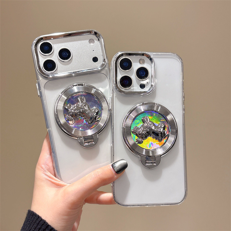 ใหม่โปร่งใสรอบหมุน Pony ผู้ถือเคสโทรศัพท์สําหรับ Infinix Camon 40 Pro 30 20 19 17 หมายเหตุ 50 PRO + 