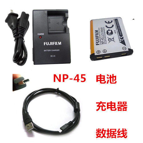 NP-45A แบตเตอรี่ + เครื่องชาร์จ + สายเคเบิลข้อมูลเหมาะสําหรับ Fuji T200 T205 T305 T360 T410 กล้องดิจ