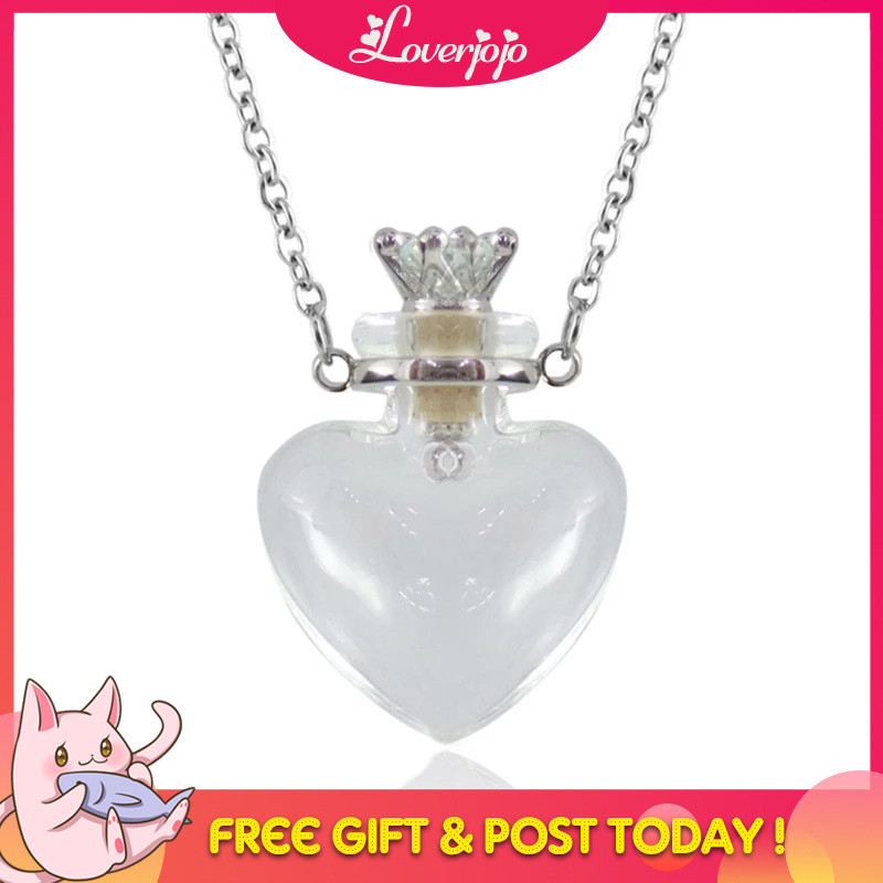 Loverjojo โปร่งใสหัวใจ Vial ขวดสร้อยคอสําหรับไทเทเนียมเหล็ก Make A สําหรับ Wish เลือด Vial สร้อยคอผู