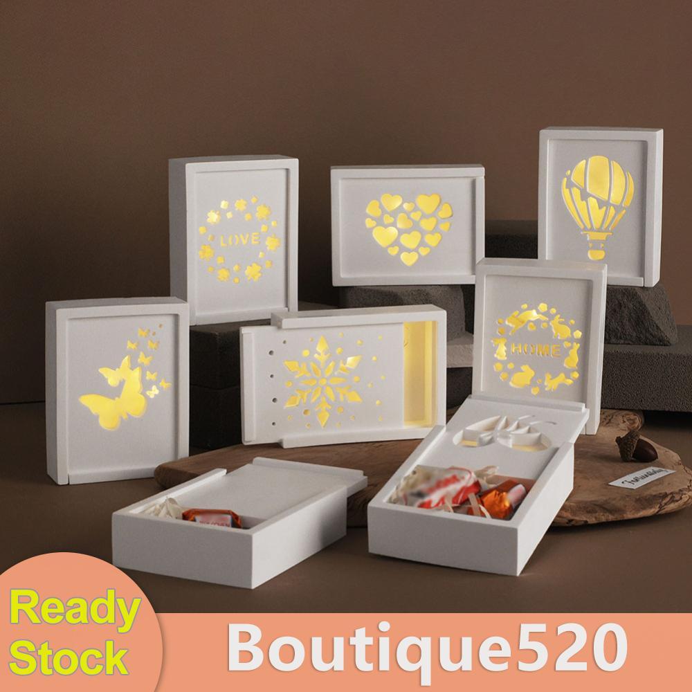 กล่องเก็บของซิลิโคน Mould Hollow Out Storage Case Mold DIY Case Cement Mold Square Casting Mould สํา