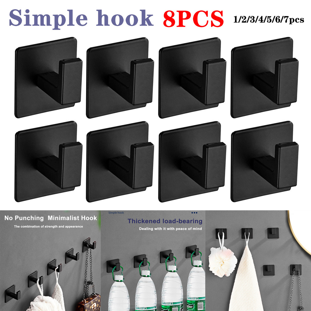 Adhesive Wall Hooks Mounted Door Cloth Keys Coat Bathroom Robe Hanger Kitchen Hardware Rack Shelf Ba