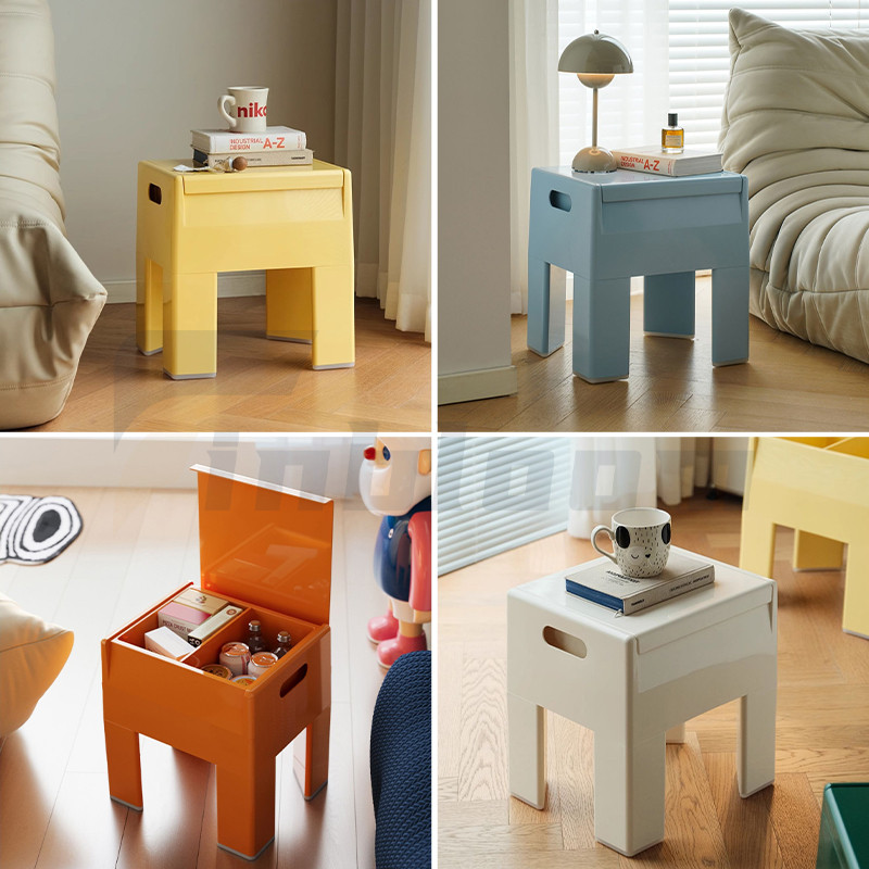 พร้อมส่ง✨สตูลเก็บของ เก้าอี้ตัวเล็ก อเนกประสงค์ โต๊ะข้างโซฟา โต๊ะข้างเตียง ม้านั่งใส่รองเท้า กล่องเก็บของ หนักได้200KG d - รูปที่ 5