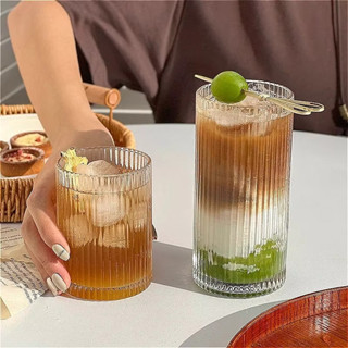 แก้วลายตั้งทรงเท่ สไตล์ IG แก้วน้ำ ดื่มโกบเล็ต ค็อกเทล โซดา …