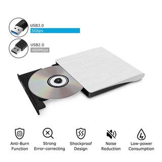 USB 3.0 Ultra Slim External DVD-RW Burner/CD/Rewrite/ออปติคัลไดรฟ์แบบพกพาสีดำและสีขาว