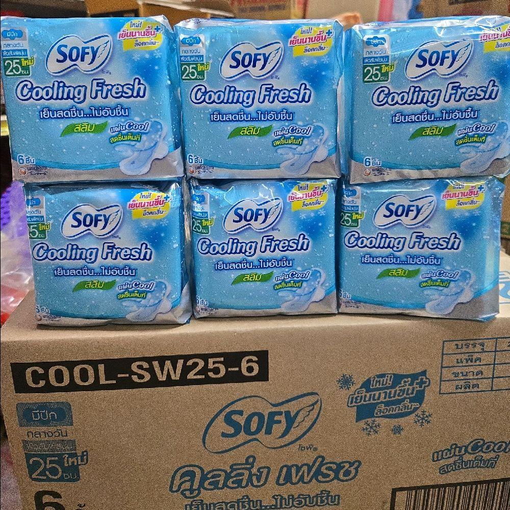 (แพค 6 ) โซฟี คูลลิ่งเฟรช สลิม 25 cm ขนาด 6 ชิ้น× 6 ห่อ รวม 36 ชิ้น