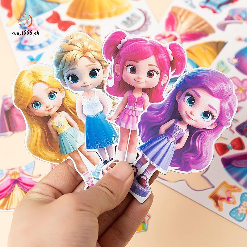 กระเป๋าและอุปกรณ์ 1/2/4 ชุด Magnetic Princess Pretend Play ของเล่น Magnetic Dress Up ตุ๊กตากระดาษสํา