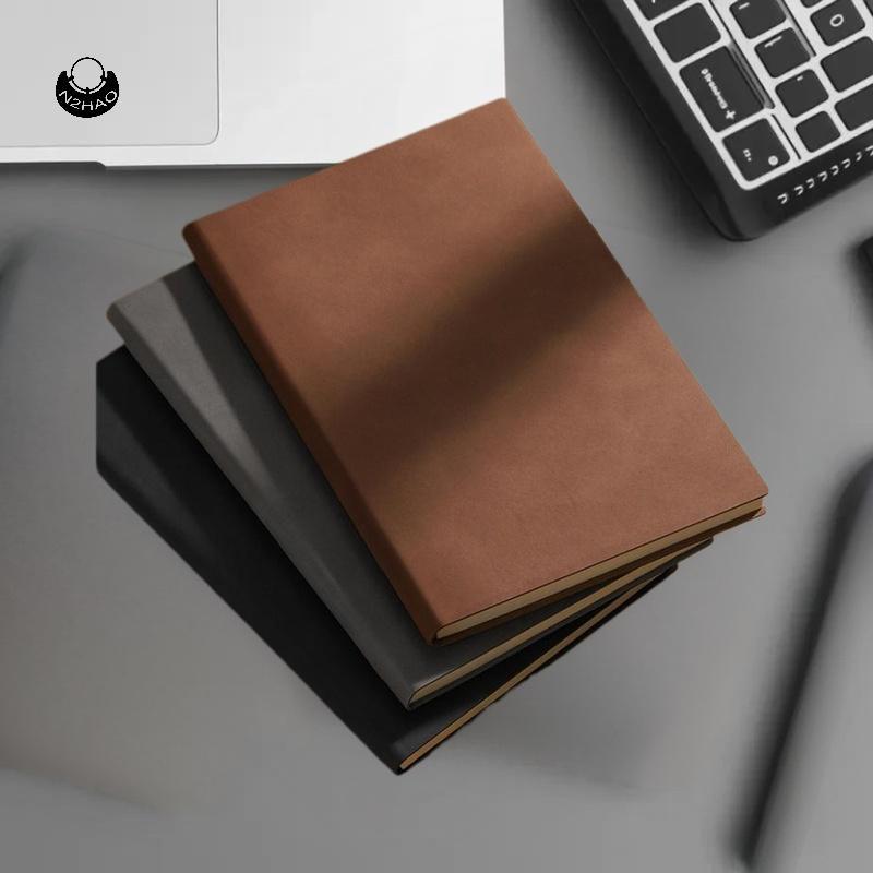 N2HAO Vintage A5 Leather Notebook พร้อมปกอ่อนส่วนบุคคล - เหมาะสําหรับการประชุมทางธุรกิจและชีวิตวิทยา