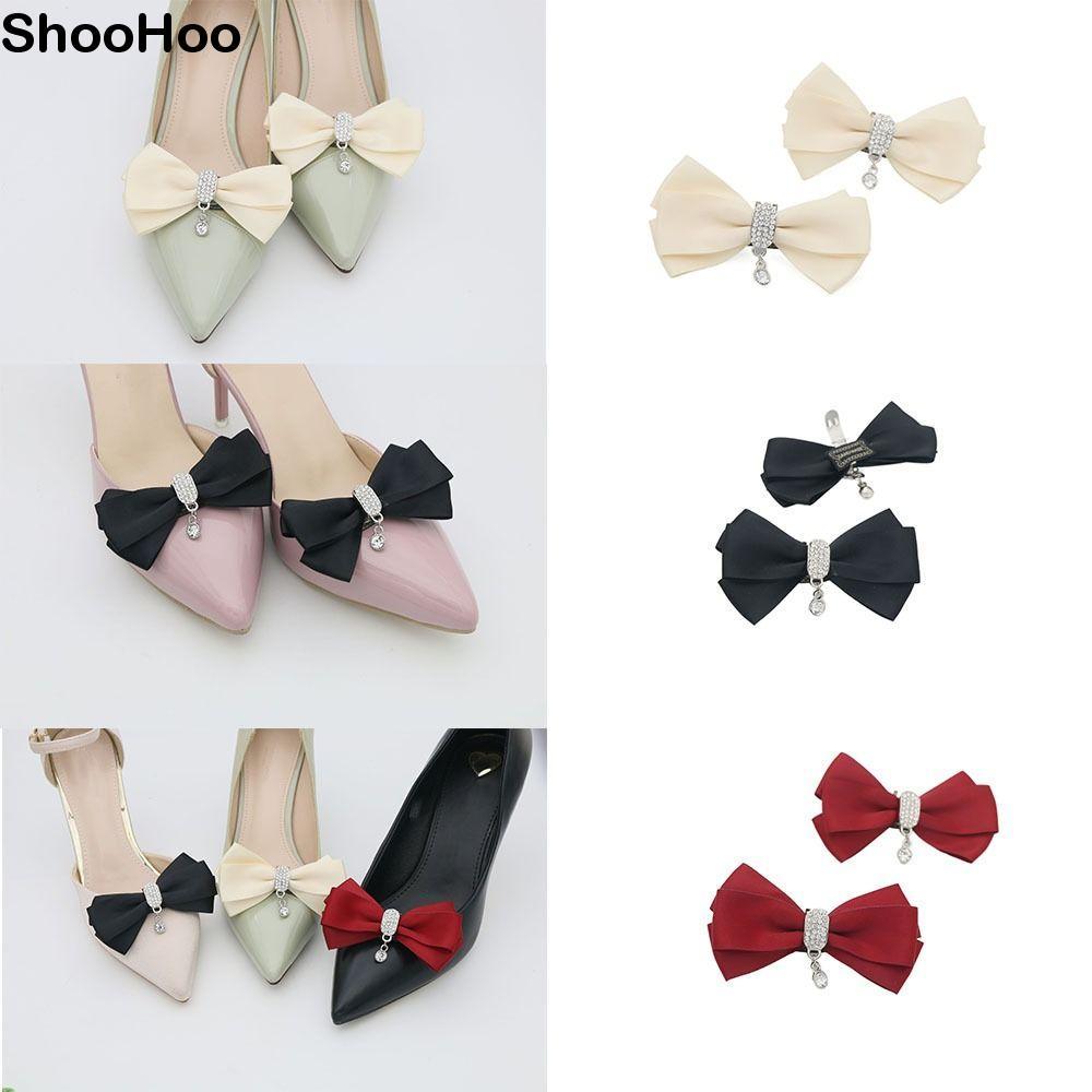 SHOO รองเท้าหัวเข็มขัด Bowknot Rhinestone อุปกรณ์เสริมเจ้าสาว