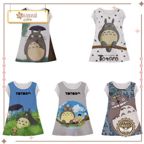 Totoro ชุดเด็ก 3d Animation น่ารัก Totoro เสื้อผ้าเด็กผู้หญิงอายุ 1-12 ปี - Kawaii.clothes