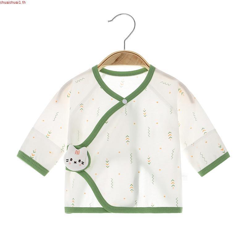 MOOZ เสื้อผ้าเด็กครึ่งหลังเสื้อผ้าเด็กแรกเกิดแบบบางพิเศษสำหรับฤดูร้อนเสื้อคอตตอน100% ชุดรอมเปอร์ชุดร