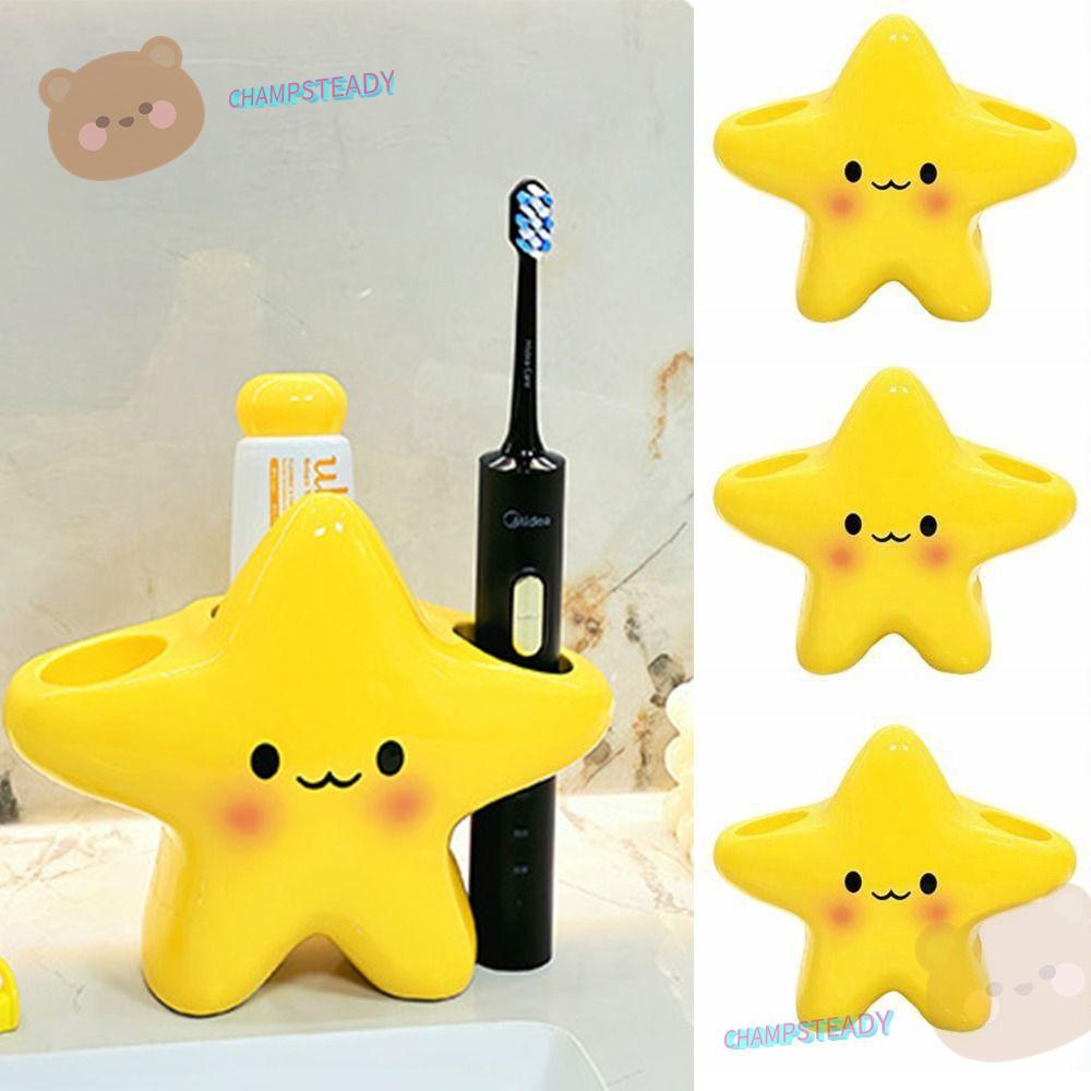 แชมป์ ชั้นเก็บแปรงสีฟัน,ที่ใส่แปรงสีฟันไฟฟ้ากันลื่นประหยัดพื้นที่ตลกกันน้ําการ์ตูนดาวยาสีฟันชั้นวางอุปกรณ์ห้องน้ํา