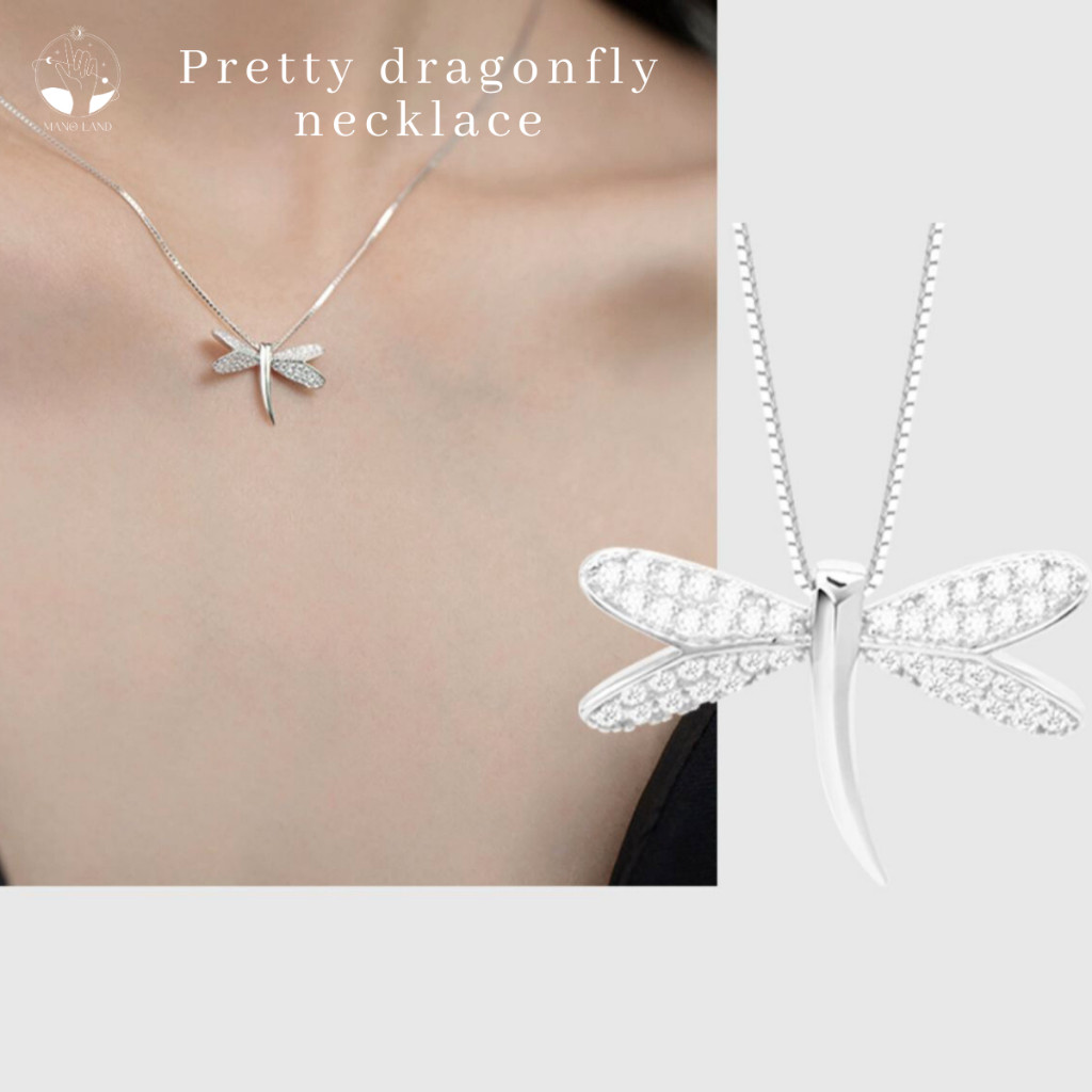 MNL💗สร้อยคอจี้แมลงปอ Pretty Dragonfly เครื่องประดับผู้หญิง แฟชั่นเงินแท้ ไม่ลอกดำ มินิมอล เกาหลี ของ
