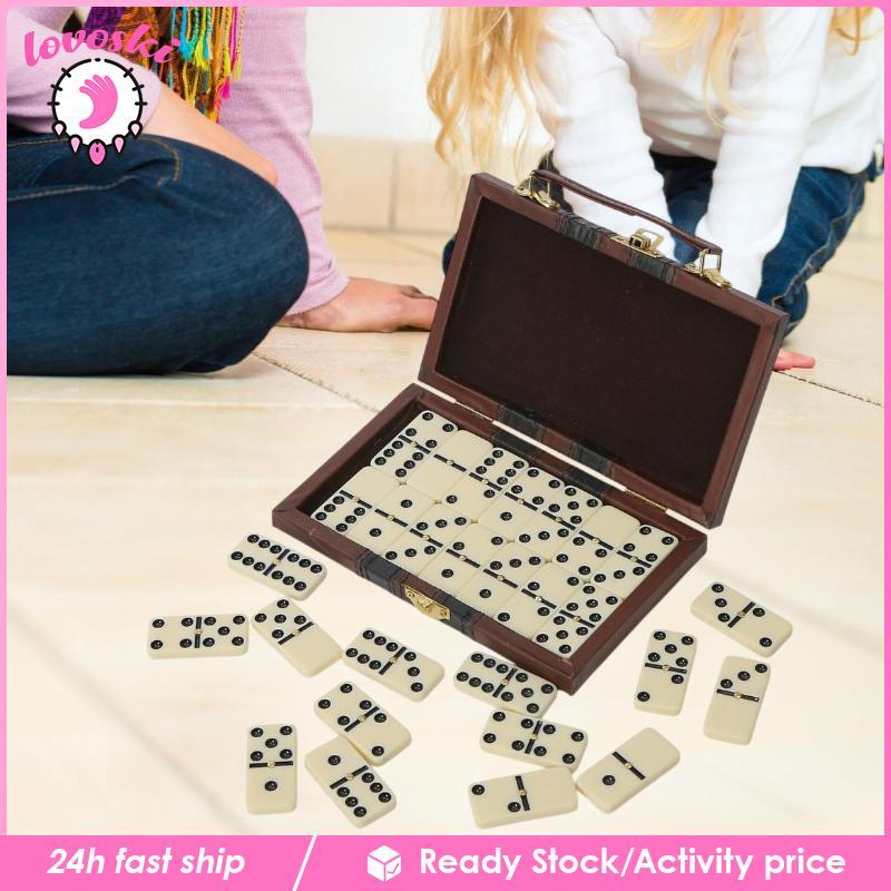 [Lovoski] Double Six Dominos Set Classic Tiles Game Travel Toy Puzzle Game Portable