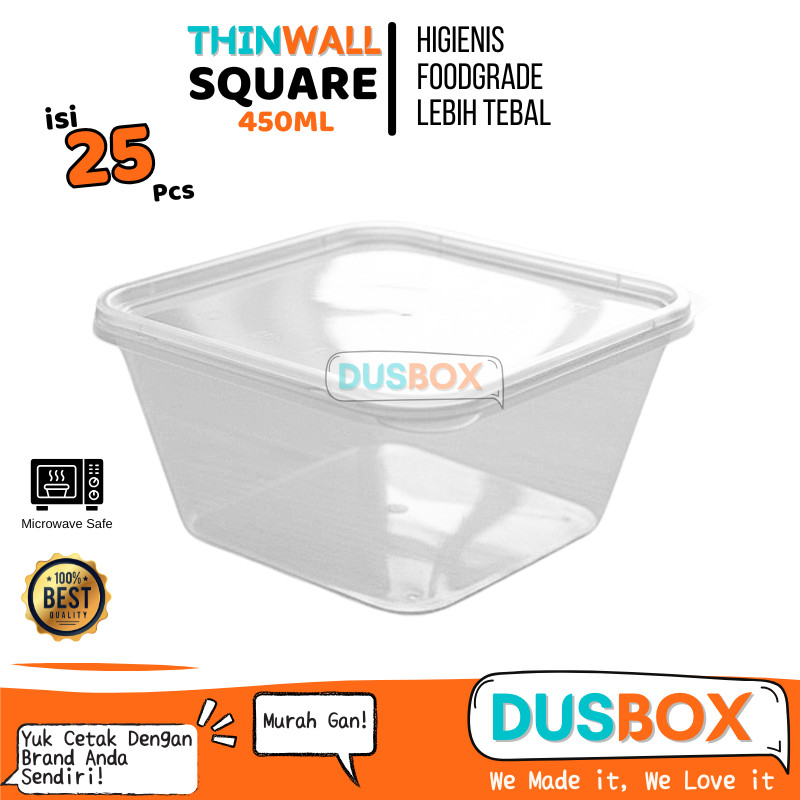 Thinwall 450ml โปร่งใส / Thinwall 450ml กล่อง / Thinwall Square 450ml / กล่องอาหารกลางวันพลาสติก - โ