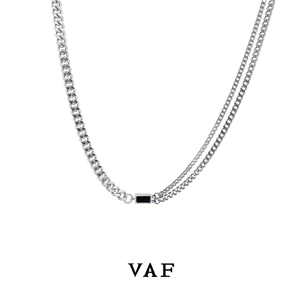 สร้อยคอมุก สร้อยคอ Cool Style VAF Street อินเทรนด์ Black Diamond Clavicle Chain