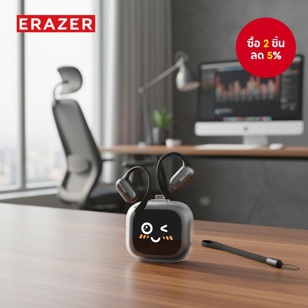 ERAZER XF38 หูฟังบลูทูธ 5.3 แปล AI หูฟังสเตอริโอ จอ LCD ระบบสัมผัสอัจฉริยะ สําหรับกีฬา