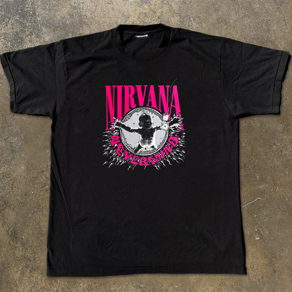 【เสื้อยืดใหม่】ยุโรปและอเมริกา NIRVANA Nirvana Rock Band พิมพ์แขนสั้น High Street หลวมผ้าฝ้าย  ลูกเรื