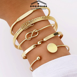 ในไทย💖ชุด 5 ชิ้นกำไลปรับไซส์ได้ ใส่สแต็คสวย กันน้ำกันสนิม ทน…