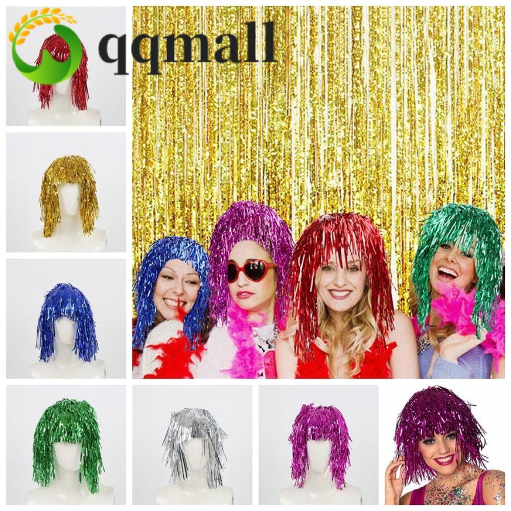 วิกผมสีฮาโลวีนและตุ๊กตา Glitter Foil Tinsel สำหรับคอสเพลย์และงานปาร์ตี้