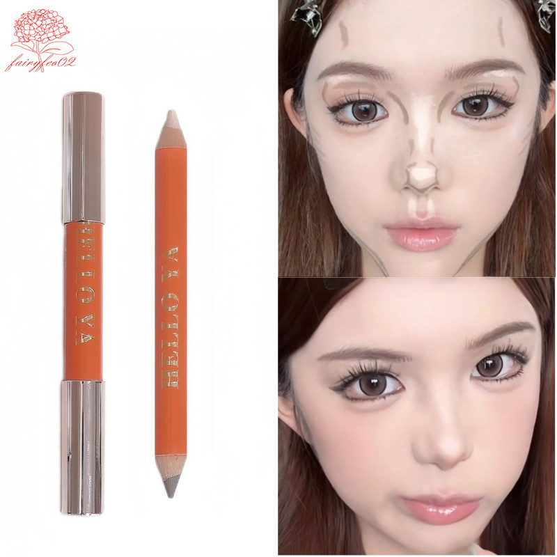 คอนทัวร์ + กระจ่างใส 2 in 1 ปากกาคอนทัวร์ปลายคู่, ไฮไลท์หน้า, แมตต์ไบรท์เทนนิ่ง, คอนทัวร์, แรเงา, คอ