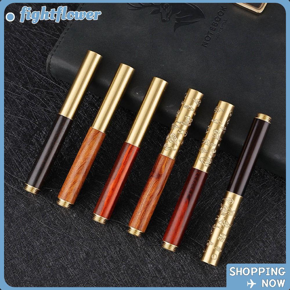 FIGHT Pocket Pen, Metal Brass Quick-drying Fountain Pen, Vintage ไม้จันทน์ Mini Signature Pen นักเรี