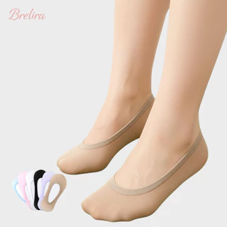『Brelira』ไม่โชว์ มองไม่เห็น ถุงเท้า ผู้หญิง กันลื่น สีพื้น ระบายอากาศ กากี ถุงเท้าผิว