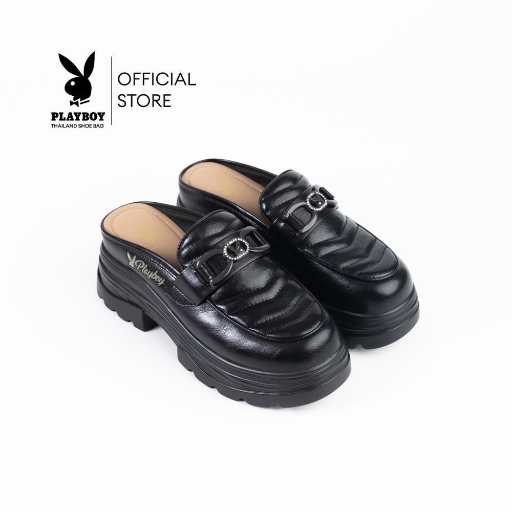 PLAYBOY รุ่น Sway Mule Loafers รองเท้าเปิดส้นทรงโลฟเฟอร์ ST-H261C1239 ดีไซน์ หนังลายคลื่น มี 2 สี
