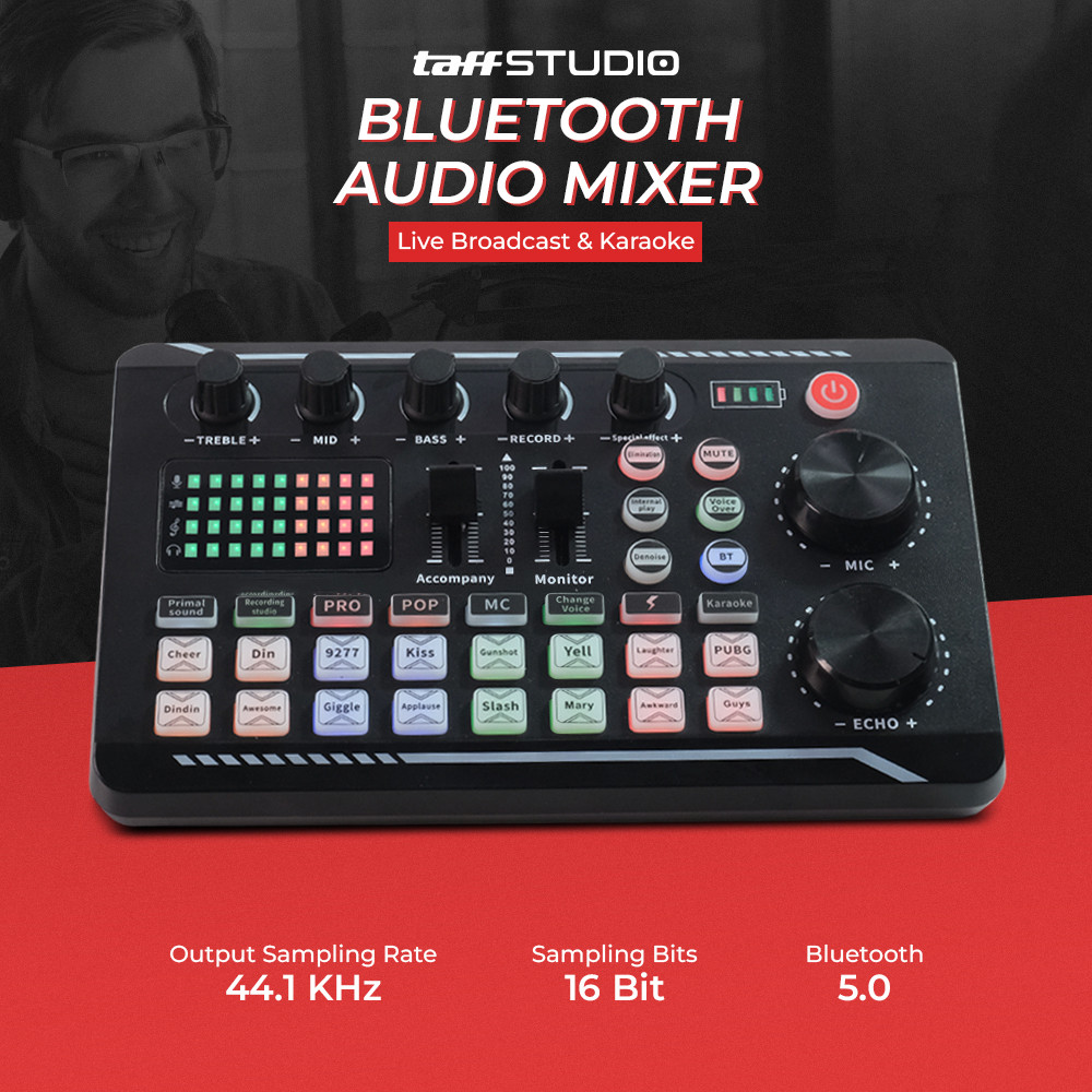 PITIKIH TaffSTUDIO Pro Audio Bluetooth Mixer การ์ดเสียงถ่ายทอดสดคาราโอเกะ - F998HIGH