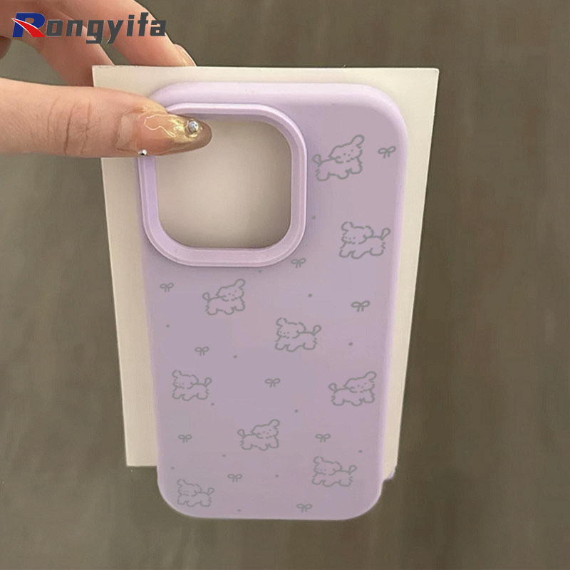 สุนัขน่ารักโบว์เคสโทรศัพท์สําหรับ iQOO Z10 Z9 Turbo Pro Turbo + Endurance Z9x Z8 Z8x Z7i Z5x Z3 การ์ตูนลูกสุนัขสีลูกกวาดปลอก Simple Matte กันกระแทกนุ่มปกหลัง - รูปที่ 7