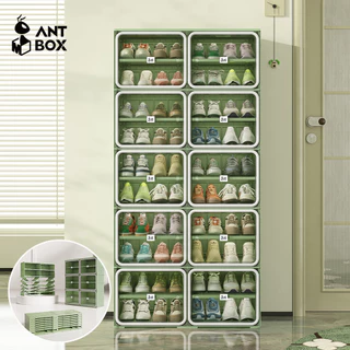 ANTBOX ตู้เก็บรองเท้าเทรนด์ใหม่ปี 2026 สำหรับ 24-40 คู่ ติดตั้งง่าย พับเก็บได้รวดเร็ว ตู้เก็บของอเนกประสงค์ ประตูใส ประตูแม่เหล็ก แข็งแรงทนทาน กันน้ำ กันแดด กันความชื้น มีให้เลือก 3 ส